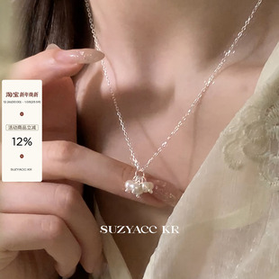 suzyacc kr淡水珍珠纯银项链简约气质小众高级锁骨链气质通勤颈链