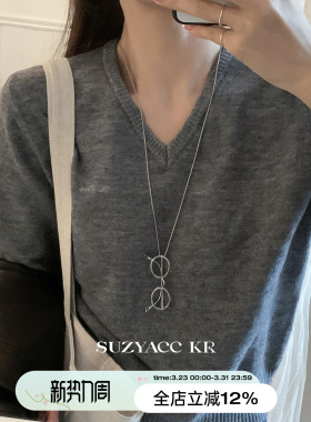 suzyacc kr小众设计感极简眼镜毛衣链独特个性高级百搭通勤长项链