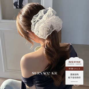 超仙波点网纱大号发圈少女感头花丸子头皮筋头绳 任选4件 99元