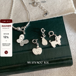 suzyacc kr小众设计纯银素链苹果梨子吊坠个性高级感百搭毛衣链女