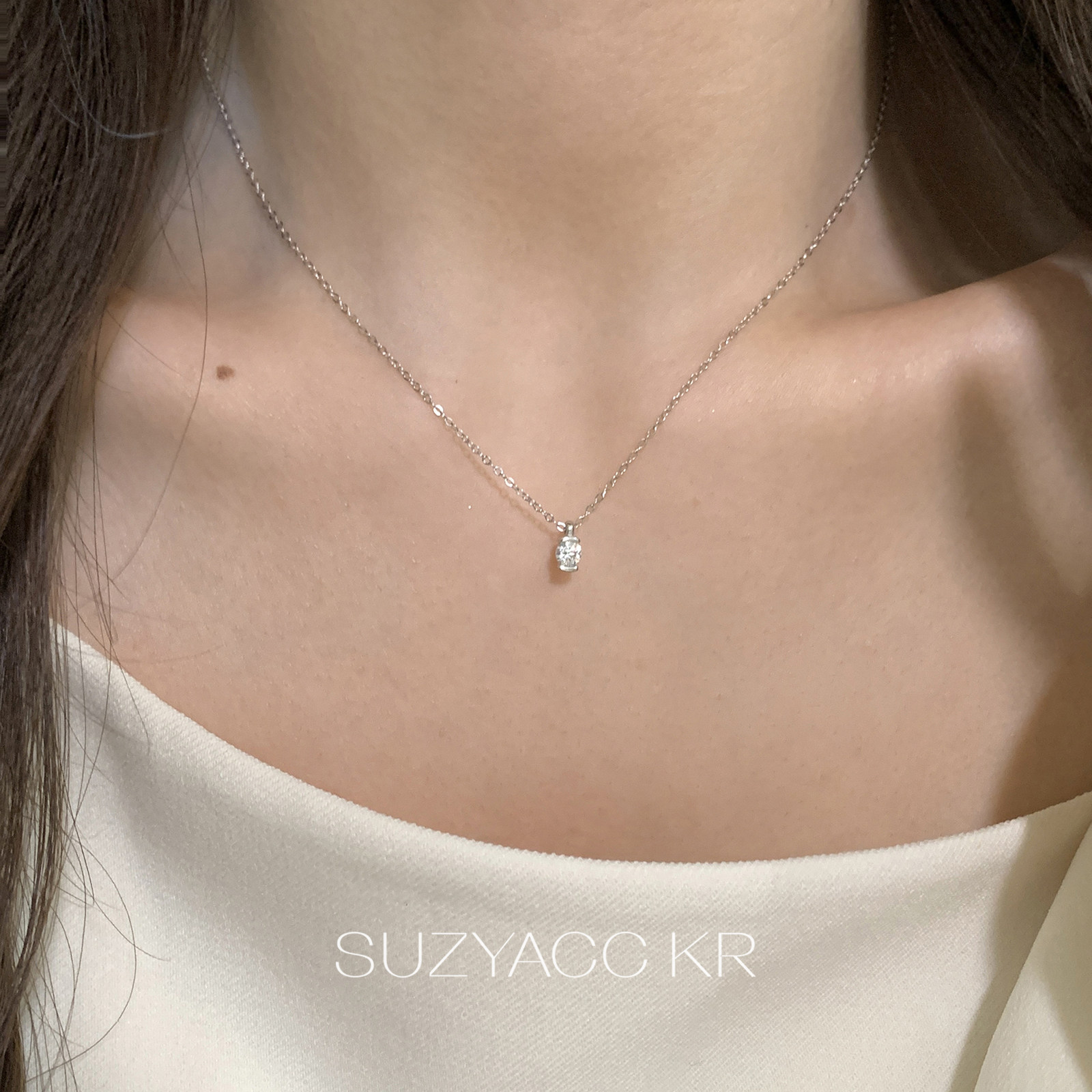 suzyacc kr极简小方钻纯银项链轻奢气质小众百搭高级感锁骨链颈链