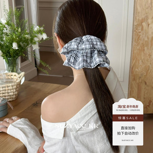 小清新黑白格子大肠圈女低马尾丸子头皮筋头绳 任选4件 99元