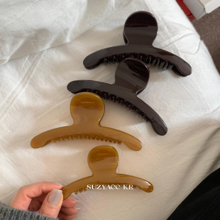 suzyacc ins巧克力色高级发夹 kr质感超好姜黄色大号抓夹2025新款