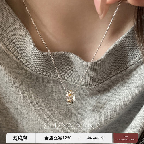 suzyacc kr纯银7粒米圆环项链简约小众大牌高级感百搭个性毛衣链