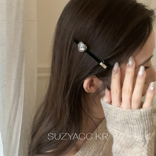 kr大颗水钻爱心发夹轻奢简约小众高级感刘海夹百搭一字夹 suzyacc