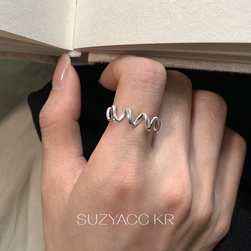 suzyacc kr纯银立体波浪戒指ins风小众百搭高级感指环通勤食指戒