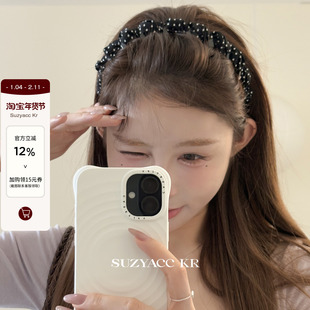 suzyacc kr波点雪纺倒插梳高颅顶发箍女2025新款法式复古高级头箍