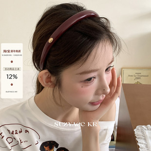 复古红色皮质细发箍法式 藤姐推荐 小众高级百搭头箍 suzyacc