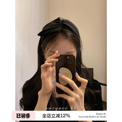 黑色不规则复古蝴蝶结发箍