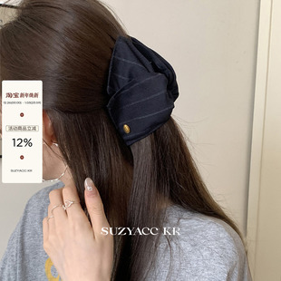 suzyacc kr条纹布艺三角形抓夹女2025新款高智通勤气质温柔盘发夹