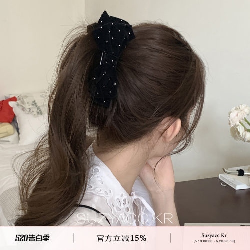 suzyacc kr丝绒蝴蝶结香蕉夹女高级感2026新款复古气质高级盘发夹