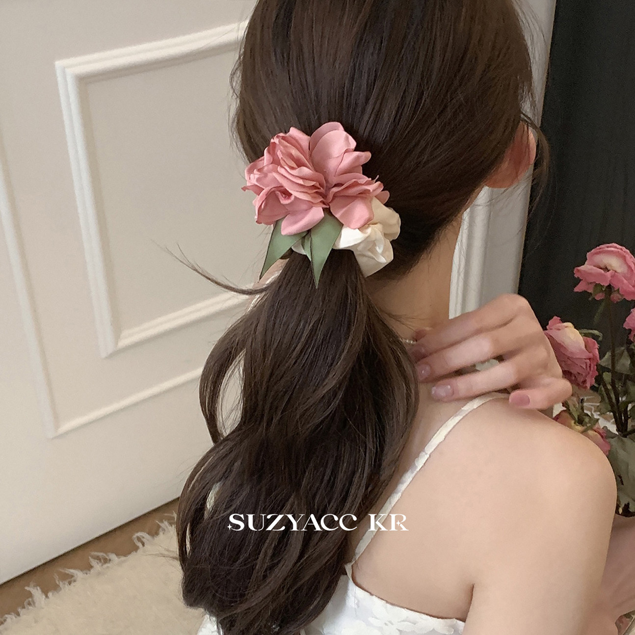 suzyacc kr春日仙气少女山茶花发圈网红2024新款小众设计马尾头绳,饰品/流行首饰/时尚饰品新,发饰,淘宝优惠券,粉丝福利购,淘宝优惠卷