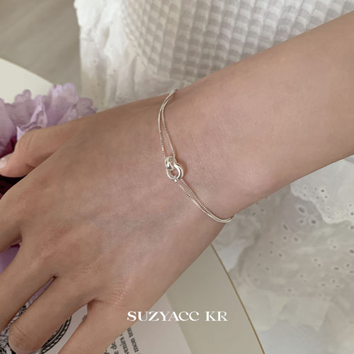 suzyacc kr极简气质圆环双层纯银手链轻奢小众精致百搭小众手饰女