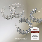 百搭高级耳饰气质耳环 高透水晶耳圈小清新个性 99元 任选4件