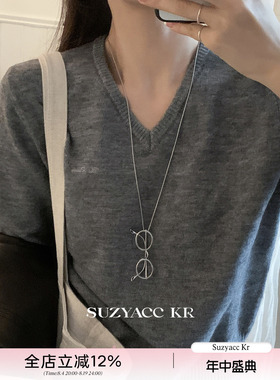 suzyacc kr小众设计感极简眼镜毛衣链独特个性高级百搭通勤长项链