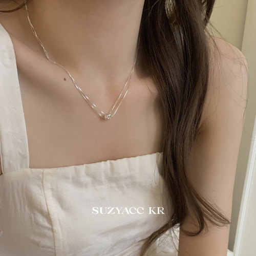 suzyacc kr圆环双层纯银项链女款2025新款小众锁骨链