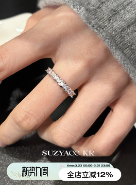 suzyacc kr合成锆石排钻戒指轻奢气质超闪百搭叠戴食指戒指