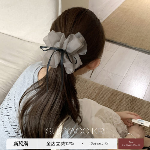 suzyacc kr雪纺蝴蝶结飘带抓夹温柔气质百搭高级马尾夹小众盘发夹