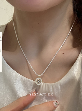 suzyacc kr合成锆石八芒星星空项链女2024新款轻奢小众高级毛衣链