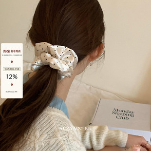 suzyacc kr法式缎面波点发圈低马尾扎头发皮筋温柔气质高级大肠圈