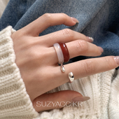 suzyacc kr红玛瑙戒指国风温柔气质百搭高级食指戒显白指环情侣戒