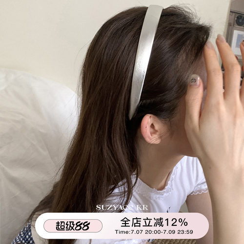 suzyacc kr韩妹银色彩色pu皮质发箍女2026新款气质小众高级感头箍