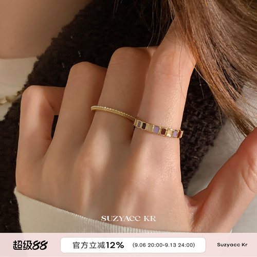 suzyacc kr焦糖香芋彩色滴釉戒指女轻奢高级感食指戒小众设计指环