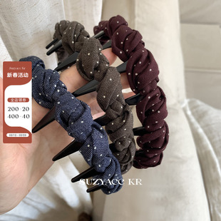 suzyacc kr波点扭结倒插梳发箍女2025新款复古小众设计感洗脸头箍