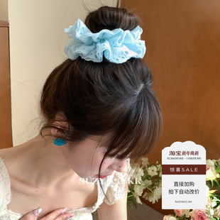 夏季 任选4件 小清新baby蓝蕾丝花苞发圈女ins小众盘发头绳 99元