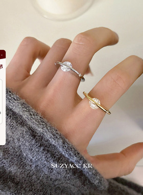 suzyacc kr闪耀宇宙转动锆石戒指轻奢简约小众设计感食指戒指环女