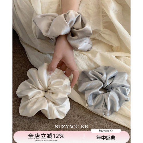 suzyacc kr缎面光泽感大号发圈女低马尾皮筋法式简约高级大肠圈
