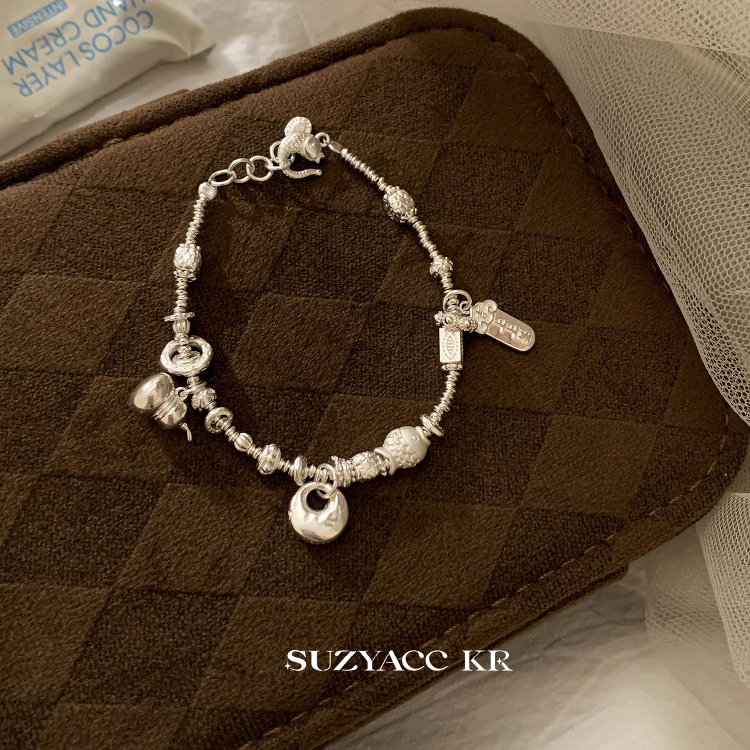 suzyacc kr纯银葫芦小胖福吊坠手链小众设计感ins风手饰