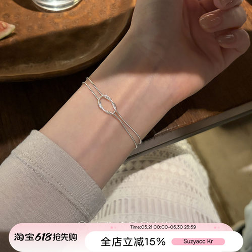 suzyacc kr纯银蛇骨链联结手链ins冷淡风百搭小众高级感百搭手饰