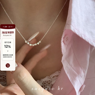 suzyacc kr轻奢小众纯银小方糖冰块项链2026年新款简约秀气锁骨链