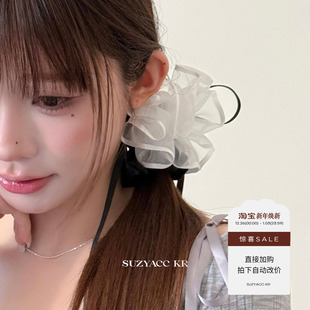 芭蕾风花朵飘带发圈小众甜美绑头发皮筋头绳 任选4件 99元