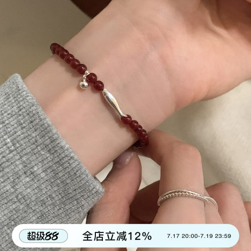 suzyacc kr红色玛瑙小鱼手链国风百搭小众高级感手饰送人节日礼物