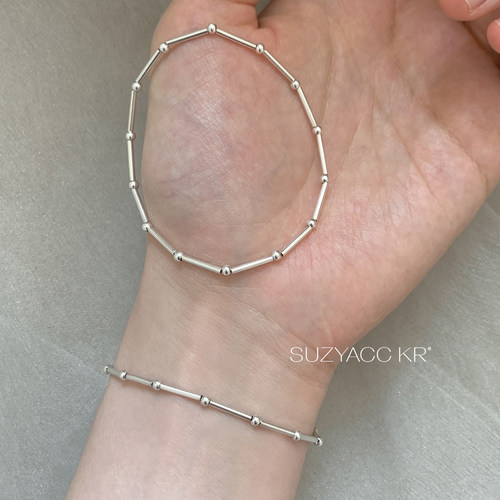 suzyacc kr个性纯银竹节弹力手链女极简风小众百搭高级感串珠手饰