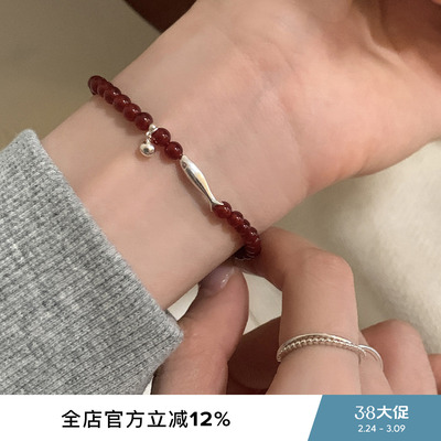 suzyacc kr红色玛瑙小鱼手链国风百搭小众高级感手饰送人节日礼物