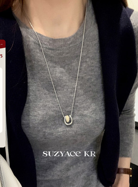 suzyacc kr马蹄扣滴釉圆环毛衣链简约小众设计感个性长项链颈链女