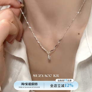 kr纯银水滴项链2024新款 suzyacc 轻奢小众高级感锁骨链简约毛衣链