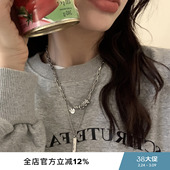 嘻哈毛衣链 女个性 suzyacc kr小众设计叠戴双层吊坠项链2026年新款
