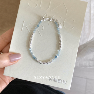 suzyacc kr足银盘缠蓝色原石手链气质小众高级感手串重工气质手饰