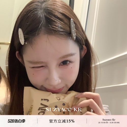 suzyacc kr亚克力波点刘海夹女2025新款小众复古ins高级鸭嘴发夹