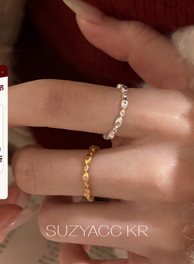 【新品限时2件88折】1.21 20点手工拉丝不规则水滴戒指开口