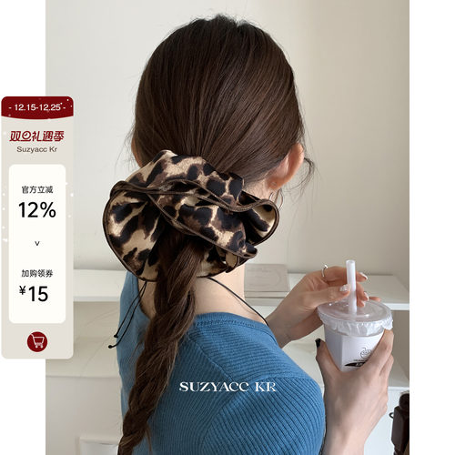 suzyacc kr豹纹发圈缎面大肠圈网红2024新款小众设计气质高级发圈