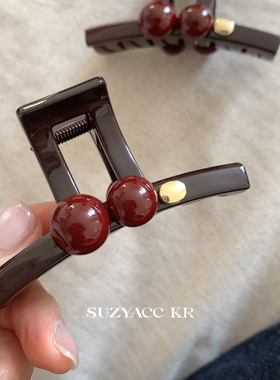 suzyacc kr复古显白红色小球中号抓夹后脑勺温柔气质半扎盘发发夹