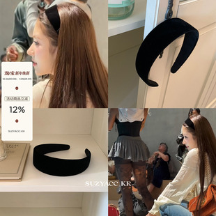 法式 丝绒宽边黑发箍女2025新款 头箍 kr复古高级Anna同款 suzyacc