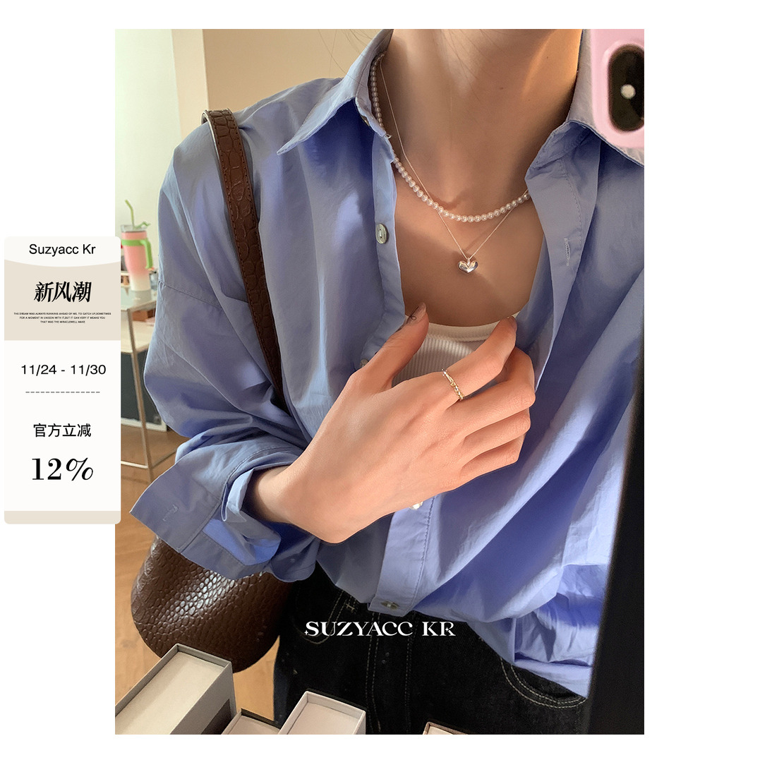 suzyacc kr简约小众纯银爱心吊坠百搭高级感锁骨链