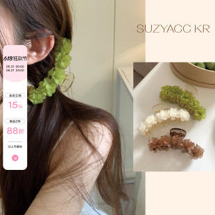 suzyacc kr度假风温柔花朵抓夹大号后脑勺显白个性超出片盘发发夹