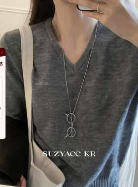 suzyacc kr小众设计感极简眼镜毛衣链独特个性高级百搭通勤长项链